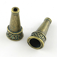 Cone Zinc Alloy Bead Caps, Cadmium Free & Lead Free, Antique Bronze & Green Patina, 22.5x10mm, Hole: 2.5~7mm(PALLOY-R065-191-LF)