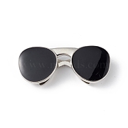 Alloy Enamel Pendants, Cadmium Free & Lead Free, Sunglasses Charm, Platinum, Black, 18x44x7mm(PALLOY-M206-21P)
