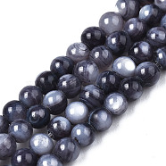 Natural Freshwater Shell Beads Strands, Dyed, Round, Black, 2.5mm, Hole: 0.5mm, about 122~136pcs/strand, 14.57 inch~15.63 inch(37cm~39.7cm)(BSHE-T009A-01L)