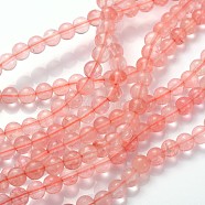 Cherry Quartz Glass Beads Strands, Round, about 6mm in diameter, hole: about 0.8mm, 15~16 inch(GSR6mmC054)
