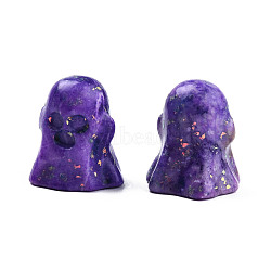 Natural Quartz Display Decorations, with Natural Opal Powder, Dyed & Heated, Halloween Style, Ghost, Blue Violet, 24.5x24.5x28mm(G-N330-71B)
