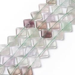 Natural Rhombus Fluorite Beads Strands, 18~19x18~19x6mm, Hole: 1mm, about 22pcs/strand, 15.74 inch(G-L254-08)