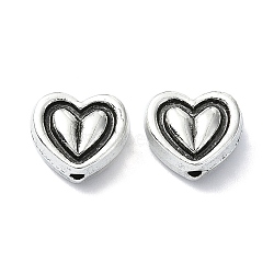 Tibetan Style Alloy Beads, Heart, Antique Silver, 10.5x12x6mm, Hole: 1.6mm, about 203pcs/500g(TIBEB-F065-08AS-03)