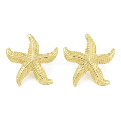 Starfish Brass Stud Earrings, Lead Free & Cadmium Free, Real 18K Gold Plated, 34x32mm(EJEW-Q390-08G)