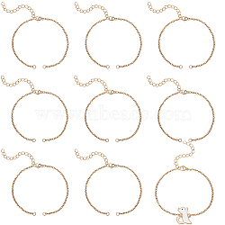 10Pcs 304 Stainless Steel Cable Chain Bracelet Making, with Lobster Claw Clasps & Extension Chain, Golden, 7-1/8 inch(18cm)(AJEW-BBC0002-11)