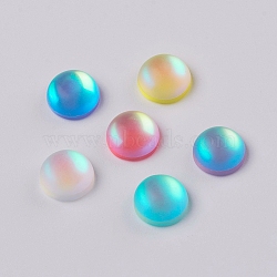 Glass Rhinestone Cabochons, Frosted, Flat Back, Half Round/Dome, Mixed Color, 8x4.4mm(X-RGLA-G014-N02)