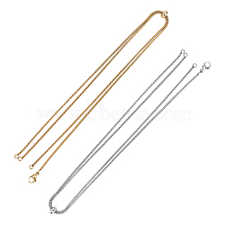 Adjustable 304 Stainless Steel Slider Necklaces, with Snake Chains and Slider Beads, Golden & Stainless Steel Color, 28.3 inch~28.5 inch(71.9~72.3cm), 2 colors, 1pc/color, 2pcs/set(NJEW-UN0001-001)