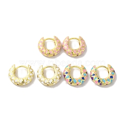 Brass Stud Earrings, Enamel Cadmium Free & Lead Free, Mixed Color, 19x5.5mm(EJEW-R162-08G)