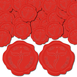 100Pcs Adhesive Wax Seal Stickers, Envelope Seal Decoration, For Craft Scrapbook DIY Gift, Red, Phenix, 30mm(DIY-CP0009-90A)