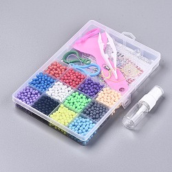 12 Colors 1800pcs Round Water Fuse Beads Kits for Kids, Spray and Stick Refill Beads, Random 4pcs Pattern Paper, Keychain Making, Mixed Color, Bead: 5mm, 150pcs/color(DIY-N002-008)