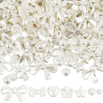 500Pcs 7 Styles ABS Plastic Imitation Pearl Beads, Mixed Shapes, 6~16.5x6~27x3.5~6mm, Hole: 1~2mm
