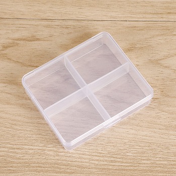 4 Grids Polypropylene(PP) Storage Box, for Crafting, Beading, Nail Art Rhinestones, Diamond Embroidery, Rectangle, Clear, 7.3x6.6x1.7cm, Inner Diameter: 3.4x2.85cm