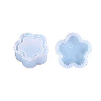 DIY Food Grade Silicone Storage Box Molds, Resin Casting Molds, Flower, 68~70x37mm
