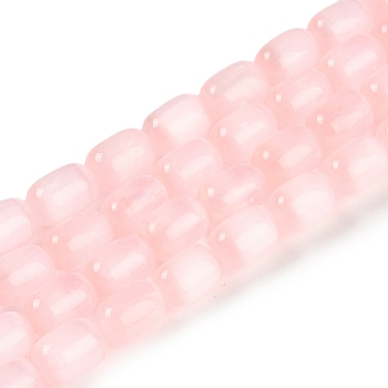 Natural Selenite Beads Strands, Dyed, Drum, Misty Rose, 12x8mm, Hole: 1.2mm, about 32pcs/strand, 15.43''(39.2cm)