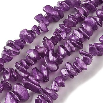 Electroplate Glass Beads Strands, Chip, Dark Orchid, 2.5~6.5x3~10x4~12.5mm, Hole: 1mm, 33.86''(86cm)