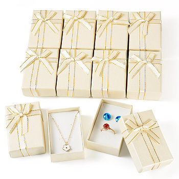 Cardboard Gift Storage Boxes, Rectangle with Bowknot, Light Goldenrod Yellow, 8.1x5.1x2.6cm