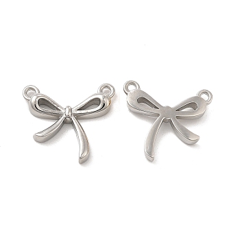 304 Stainless Steel Pendants, Bowknot Charm, Stainless Steel Color, 14.5x15.5x3mm, Hole: 1mm
