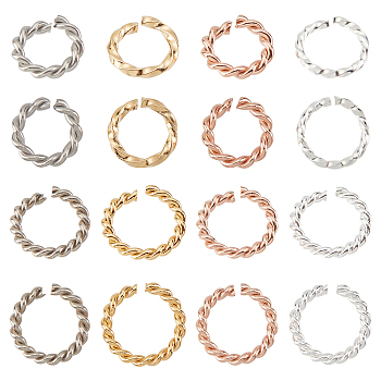 64Pcs 8 Style 304 Stainless Steel Jump Rings, Open Jump Rings, Twisted, Mixed Color, 8pcs/style