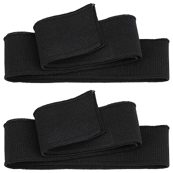 Polyester Ribbon, for Sewing Accessories, Black, 1-3/4 inch(45mm), 1080mm