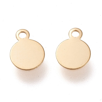 304 Stainless Steel Charms, Stamping Blank Tag, Laser Cut, Flat Round, Golden, 6.5x5x0.2mm, Hole: 1mm
