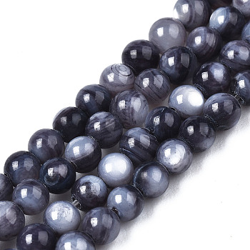 Natural Freshwater Shell Beads Strands, Dyed, Round, Black, 2.5mm, Hole: 0.5mm, about 122~136pcs/strand, 14.57 inch~15.63 inch(37cm~39.7cm)