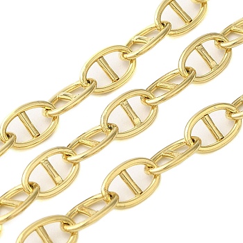 Ion Plating(IP) 304 Stainless Steel Mariner Link Chains, Oval, Soldered, with Spool, Real 18K Gold Plated, 7x4x1mm, 10m/roll