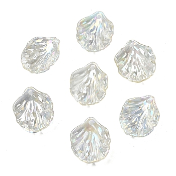 50Pcs Transparent Acrylic Pendants, AB Color Plated, Leaf, Clear AB, 19.5x17x4.5mm, Hole: 1.4mm