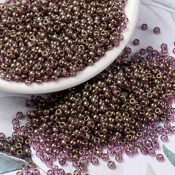 MIYUKI Round Rocailles Beads, Japanese Seed Beads, 8/0, (RR2448) Dark Topaz Rainbow Gold Luster, 3mm, Hole: 1mm, about 19000~20500pcs/pound