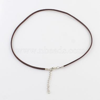 2mm Faux Suede Cord Necklace Making with Iron Chains & Lobster Claw Clasps(NCOR-R029-02)-2