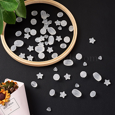 100Pcs 5 Style Transparent Frosted Acrylic Beads(FACR-PJ0001-02)-7