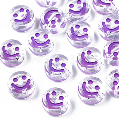 Dark Violet Flat Round Acrylic Beads