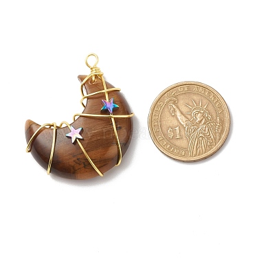Natural Tiger Eye Copper Wire Wrapped Pendants(PALLOY-JF01639-02)-2