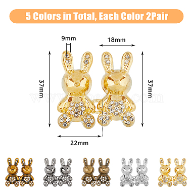 10Pcs 5 Colors Rabbit Shape Alloy Adjustable Jean Button Pins(AJEW-DC0001-17)-2