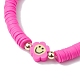 Handmade Polymer Clay Beaded Smiling Face Flower Stretch Bracelets(BJEW-JB10209)-4