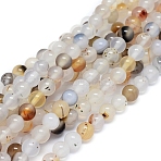 Natural Dendritic Agate Beads Strands, Round, 6~6.5mm, Hole: 0.8mm, about 62~63 pcs/Strand, 14.56 inch(37cm)(G-D0005-18-6mm)