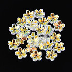 Transparent Electroplate Glass Bead Caps, 5-Patal Sakura Flower, Clear AB, 10~11x4~4.5mm, Hole: 1.2~1.4mm(EGLA-N015-01B)