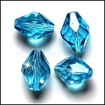Imitation Austrian Crystal Beads, Grade AAA, K9 Glass, Faceted, Bicone, Deep Sky Blue, 8x11mm, Hole: 0.9~1mm(SWAR-F054-11x8mm-10)