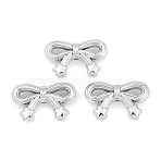 Plating Acrylic Beads, Bowknot with Star, Platinum Plated, 20x33.5x10mm, Hole: 2.5mm(OACR-B031-02S)