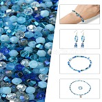 Mixed Styles Glass Beads, Faceted, Bicone, Blue, 4x4mm, Hole: 1mm, about 500pcs/set(GLAA-YWC0003-01F)