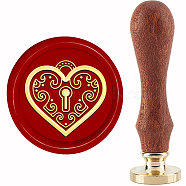 Brass Wax Seal Stamp with Handle, for DIY Scrapbooking, Heart Pattern, 89x30mm(AJEW-WH0184-1119)