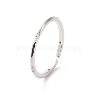 Clear Cubic Zirconia Open Cuff Ring, Brass Jewelry for Women, Platinum, Inner Diameter: 17.6mm(RJEW-H127-06P)