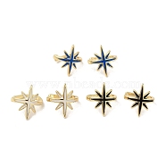 Rack Plating Brass Enamel Star Cuff Earrings for Women, Real 18K Gold Plated, Mixed Color, 13.5x14.5mm(EJEW-C097-20G)