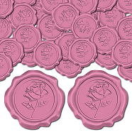 25Pcs Adhesive Wax Seal Stickers, Envelope Seal Decoration, For Craft Scrapbook DIY Gift, Hot Pink, Flower, 30mm(DIY-CP0009-11B-12)