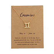 Twelve Constellations Alloy Pendant Necklaces, Golden, Gemini, 15.75 inch(40cm)(WG2D4F2-06)