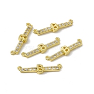 Rack Plating Brass Micro Pave Clear Cubic Zirconia Connector Charms, Real 18K Gold Plated, Long-Lasting Plated, Cadmium Free & Nickel Free & Lead Free, Letter Links, Letter.B, 6.5x27x3.5mm, Hole: 1.2mm(KK-C007-37G-B)