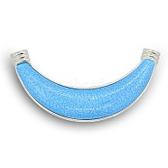 Iron Moon Links, Chandelier Components, with Resin Cabochons, Platinum, Sky Blue, 125x29x8mm, Hole: 5mm(PALLOY-J155-05P)