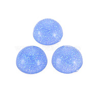 Transparent Acrylic Cabochons, with Glitter Powder, Half Round, Cornflower Blue, 14x7mm(TACR-N006-51A-01)