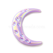 Opaque Resin Cabochons, AB Color Plated, Moon, Lilac, 33x25x4mm(CRES-M015-01C)