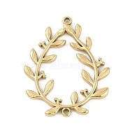 304 Stainless Steel Teardrop Leaf Connector Charms, Ion Plating(IP), Real 18K Gold Plated, 29x23x2mm, Hole: 1.2mm(STAS-I325-107G)