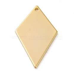 Brass Pendant, Real 18K Gold Plated, Rhombus, 29x17x1mm, Hole: 1.2mm(KK-O100-18G-02)